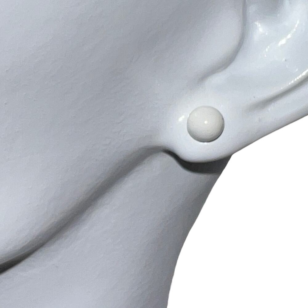 White Round Ball Post Earrings, Good Condition